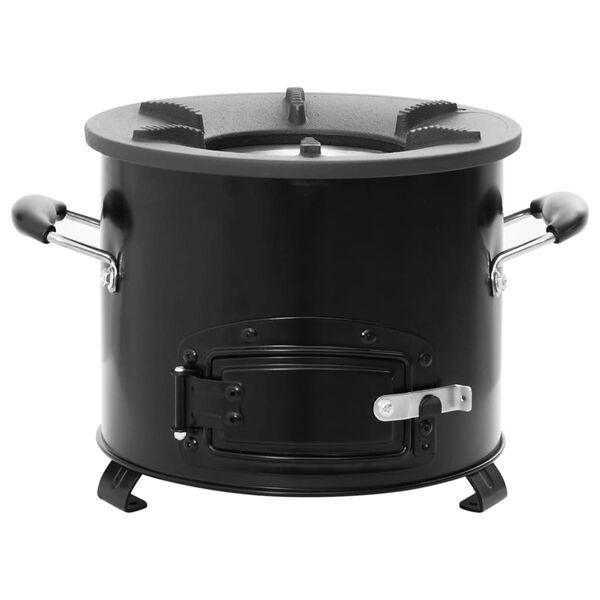 vidaXL Camping Wood Stove Black 14.2x10.2x8.9" Metal