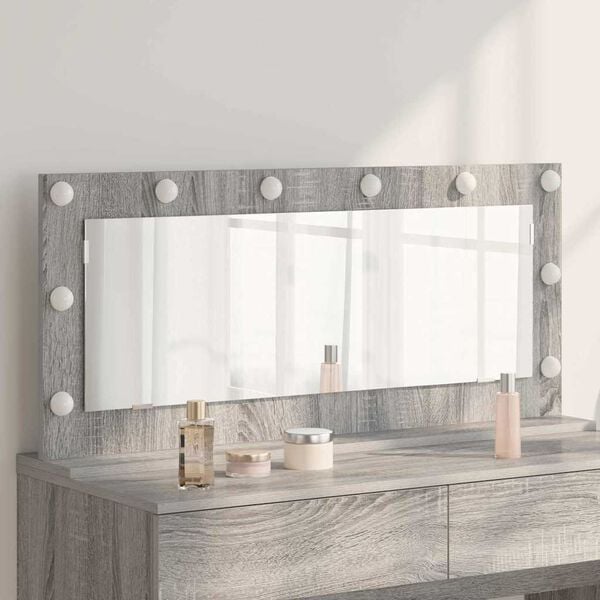 vidaXL Vanity Mirror with Mirror Grey Sonoma 39.37 x 17.72 x 7.09 in