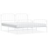 vidaXL Bed Frame White Powder-Coated Steel Full Bed Frame Rectangular