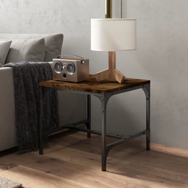 vidaXL Side Table Set of 2 Smoked Oak Engineered wood and steel Compact