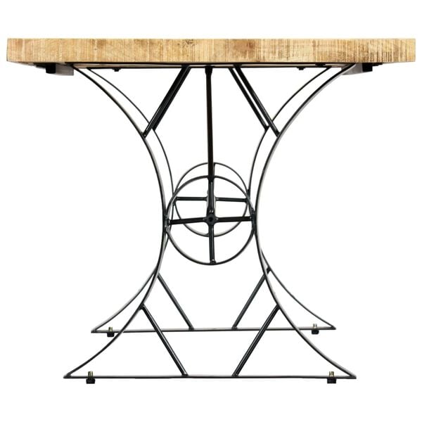 vidaXL Dining Table Brown, Black Solid Mango Wood, Steel 70.9 x 35.4 in