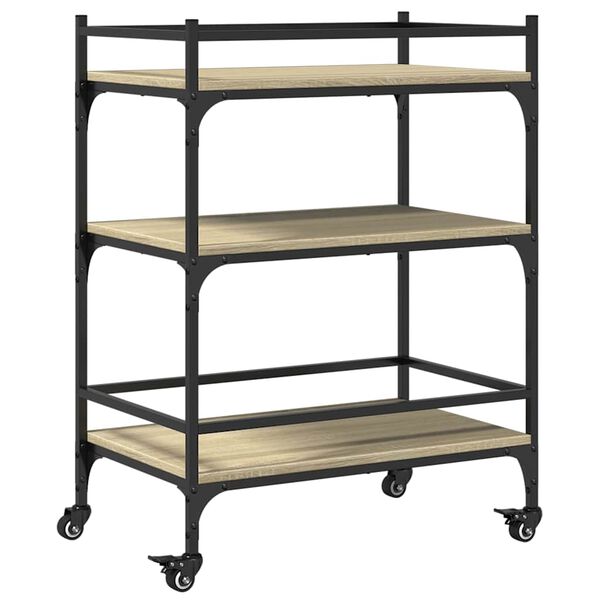 vidaXL Kitchen Trolley Sonoma Oak 25.6"x15.7"x34.1" Engineered Wood