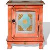 vidaXL Nightstand Orange, Mixed Colors Mango Wood, Brass Small