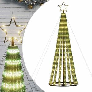 vidaXL LED Christmas Tree Warm white, dark green PVC, Copper, Iron