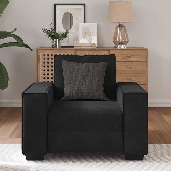 vidaXL Sofa Chair Black Velvet, Metal, Plywood, Solid Wood Medium