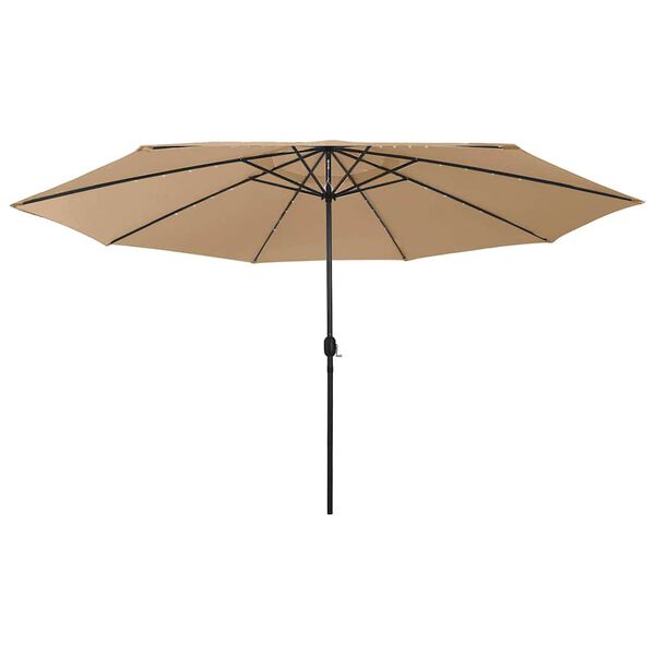 vidaXL Garden Parasol with LED Lights and Metal Pole 157.5" Taupe