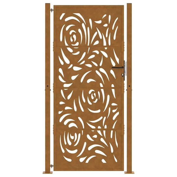 vidaXL Garden Gate 39.4x78.7" Weathering Steel Flame Design