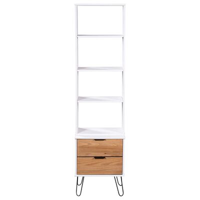 vidaXL Book Cabinet New York White and Natural Solid Pine Wood