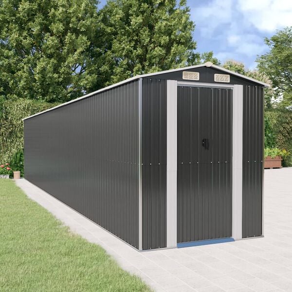 vidaXL Garden Shed Anthracite Galvanized Steel Large Garden Shed