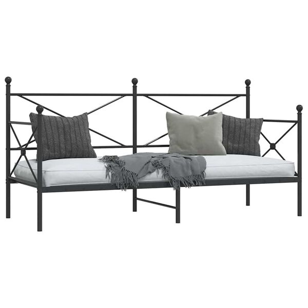 vidaXL Daybed With Trundle Black Steel 35.4x79.0 in mattress size