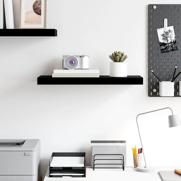 vidaXL Wall Shelf Glossy black Honeycomb MDF, metal Medium Gloss Finish