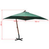 vidaXL Garden Parasol Green Polyester fabric Large Adjustable Armrests