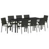 vidaXL Garden Dining Set with Cushion 9 pcs Black Poly Rattan