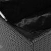 vidaXL Cushion Box Black PE Rattan, Powder-Coated Steel, Polyester