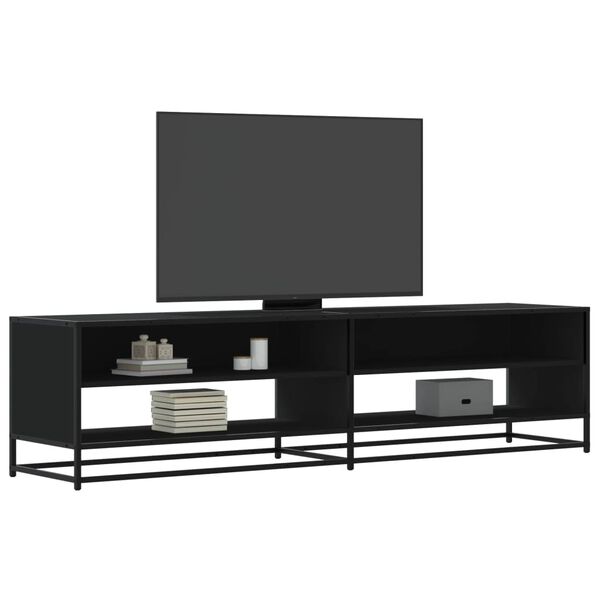 vidaXL TV Cabinet Black Engineered Wood and Metal 71.1 x 15.7 x 18.1 in
