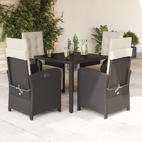 vidaXL Garden Dining Set Black, Cream White