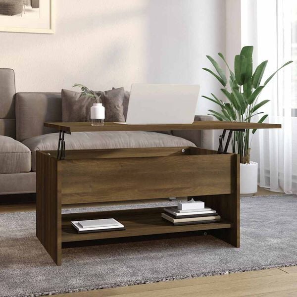 vidaXL Coffee Table Brown Oak Engineered Wood Standard Height Adjustable