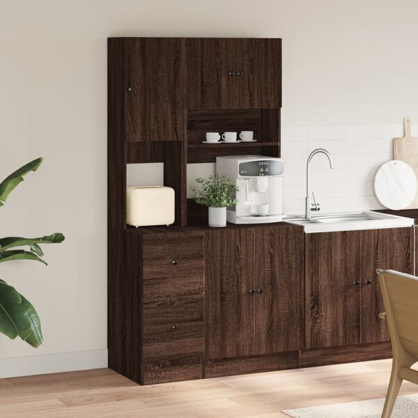vidaXL Kitchen Cabinet Brown Oak Engineered Wood Tall Kitchen Cabinet