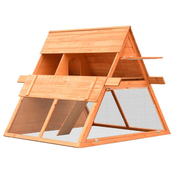 vidaXL Rabbit Hutch Brown Solid Pine Wood 60.0 x 50.4 x 42.5 in