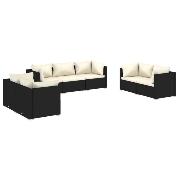 vidaXL Garden Lounge Set Black PE rattan Medium Modular
