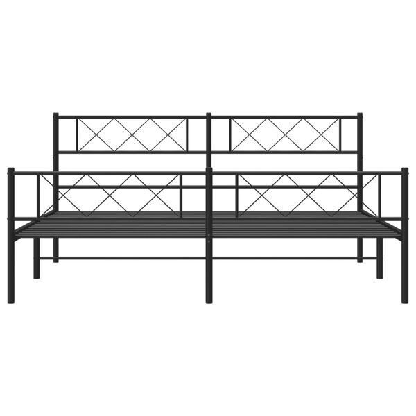 vidaXL Metal Bed Frame Black Powder-Coated Steel Super King Size