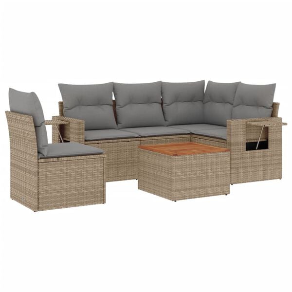 vidaXL Garden Sofa Set Beige PE rattan Large Modular Garden Sofa Set