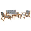 vidaXL Garden Chairs with Table 4 pcs Black 35.4" x 17.7" x 15.7