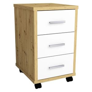 FMD Drawer Cabinet Artisan Oak, Brilliant White