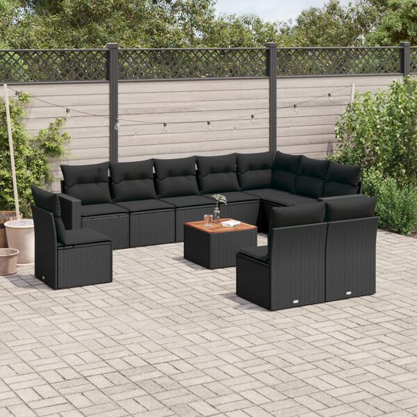 vidaXL Garden Sofa Set Black