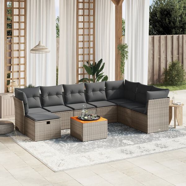 vidaXL Garden Sofa Set Grey PE rattan Large Modular Garden Sofa Set