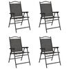 vidaXL Garden Chair Set of 4 Melange grey Textilene fabric, Steel