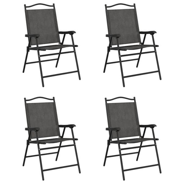 vidaXL Garden Chair Set of 4 Melange grey Textilene fabric, Steel