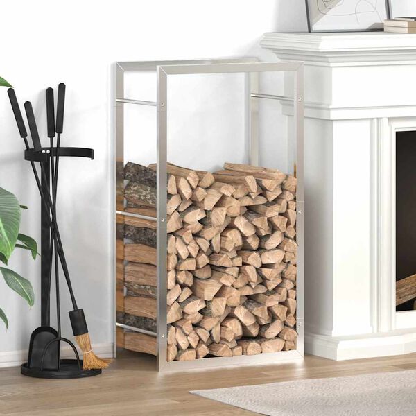 vidaXL Firewood Rack 19.7"x11"x37" Stainless Steel