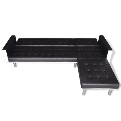 vidaXL L-shaped Sofa Bed Artificial Leather Black and White