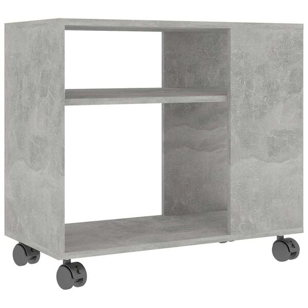vidaXL Side Table Concrete grey Engineered wood Medium Rollable