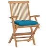 vidaXL Patio Chair Set of 4 Light Blue Solid Teak Wood Medium Foldable