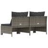 vidaXL 2-seater Garden Sofa Grey Poly rattan, powder-coated steel, polyester