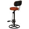 vidaXL Bar Stool Set of 2 Black and Brown Real Goat Leather, Iron