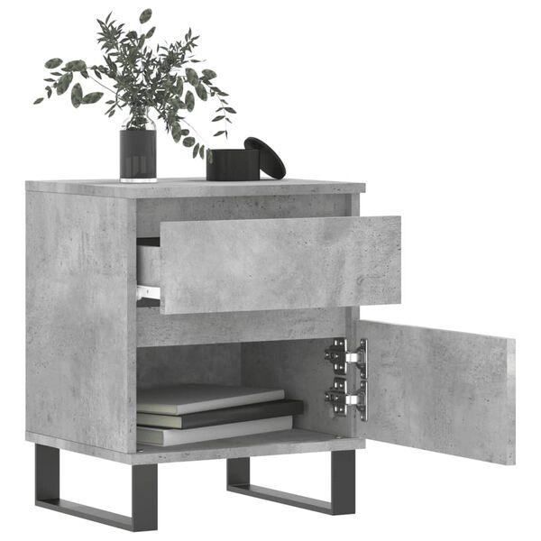 vidaXL Bedside Cabinet Set of 2 Concrete Grey Engineered wood, Metal