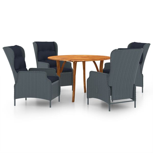 vidaXL 5 Piece Patio Dining Set Dark Gray