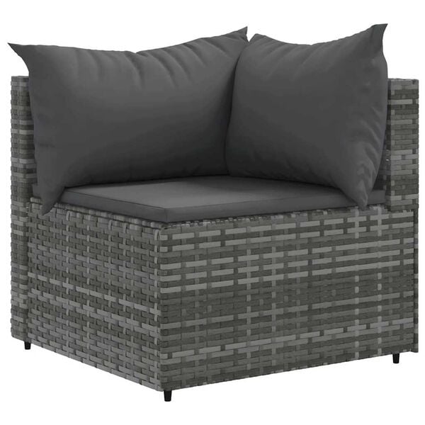 vidaXL Patio Lounge Set Gray PE Rattan Medium Modular