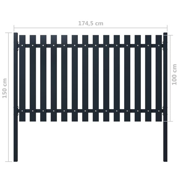 vidaXL Fence Panel Anthracite 70.1" x 39.4" Powder-coated Steel