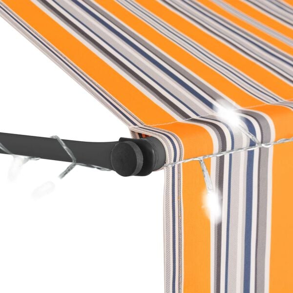 vidaXL Retractable Awning Yellow and blue Fabric, Steel 59.1 in width
