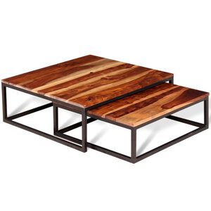vidaXL Nesting Table Set of 2 Brown Solid Acacia Wood Medium