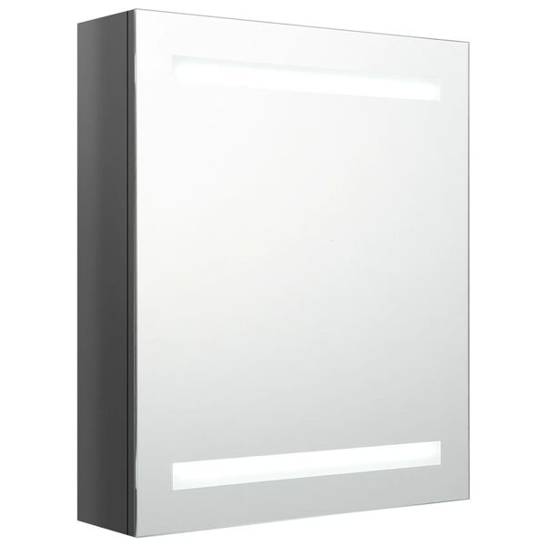 vidaXL Bathroom Cabinet Shining Gray MDF with Melamine Finish, Glass