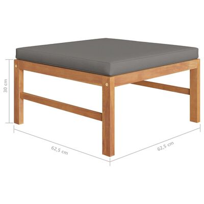 vidaXL 6 Piece Patio Lounge Set with Gray Cushions Solid Teak Wood