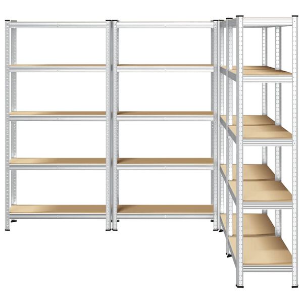 vidaXL 5-Layer Storage Shelves 4 pcs Silver Steel&Engineered Wood