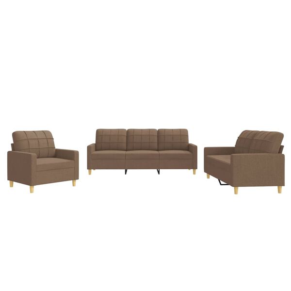 vidaXL Sofa Set Brown Fabric (100% polyester), metal, textilene, plywood