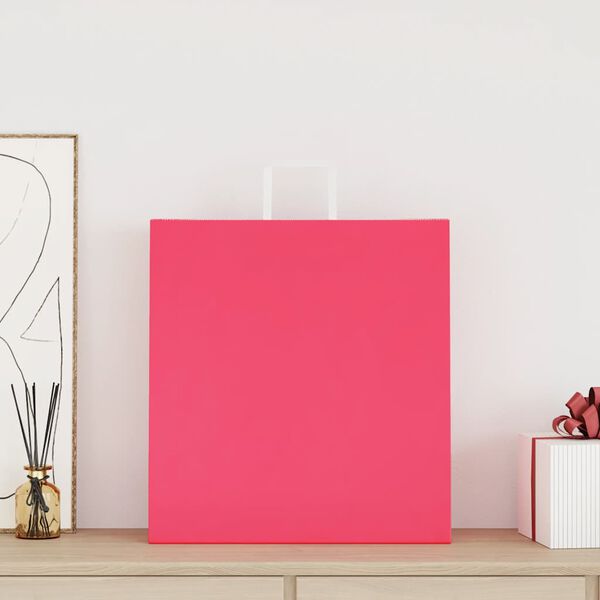 vidaXL Paper Bags 250 pcs with Handles Pink 45x17x48 cm