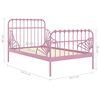 vidaXL Extendable Bed Frame Pink Powder-coated metal Twin Extendable